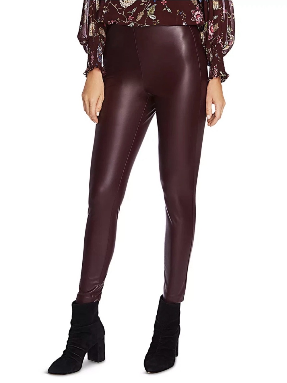 Vince Camuto Faux Leather Skinny Pants Port Burgundy Size Large NWT 💛